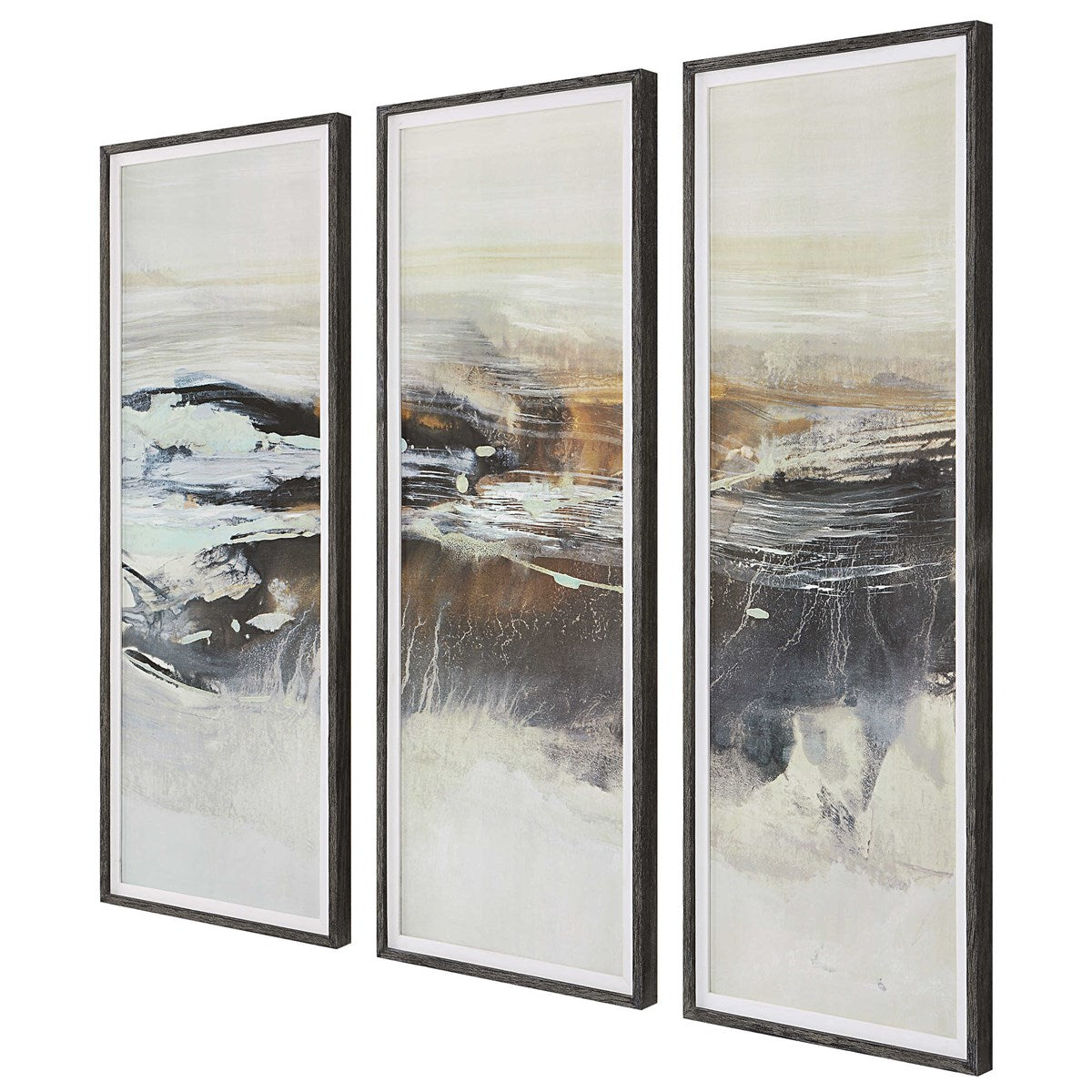 Graphite Horizon Framed Prints S/3