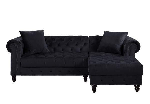 Liberty Black Velvet Sectional 94"