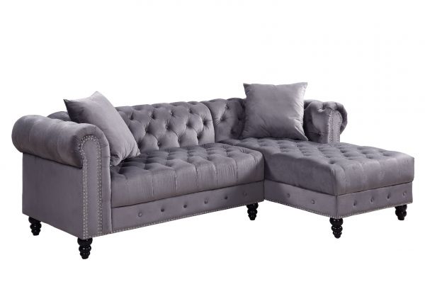 Liberty Black Velvet Sectional 94"