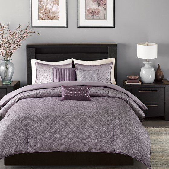 Biloxi 6 Piece Duvet Cover Set Purple