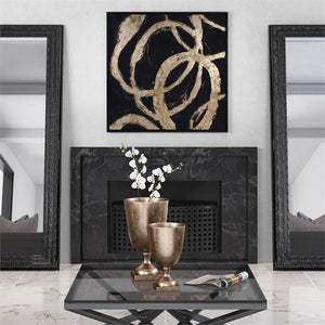 Arched Reaction Black Hand Painted Canvas Wall Art