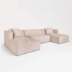 Haven Champagne Twill U-Shaped Sectional 153"
