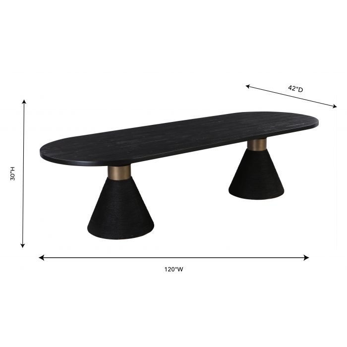 Rasha Black Rope Oval Dining Table