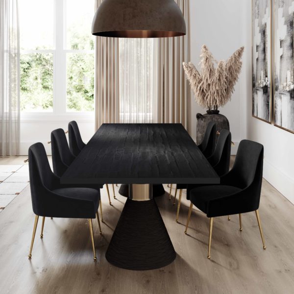 Rasha Black Rope Oval Dining Table
