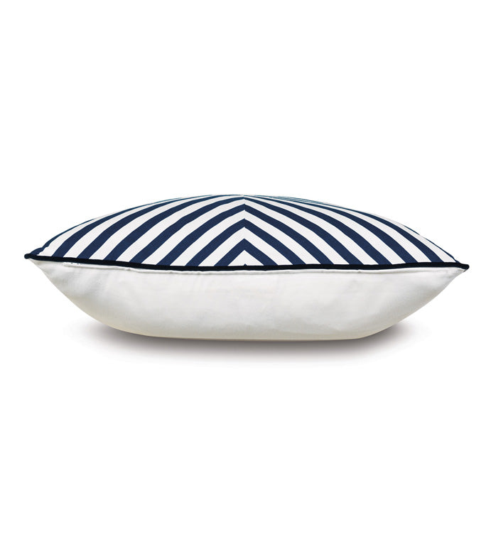 Stripes 22&quot; Lumbar Pillow/ Indigo and White