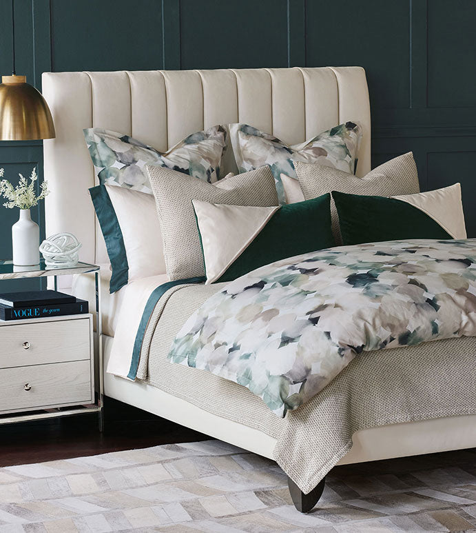 Carlin 15x26 Lumbar Pillow/ Green and Ivory