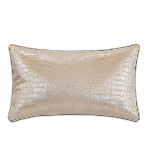 Sleek Faux Snakeskin 13x22 Lumbar Pillow/ Metallic Gold
