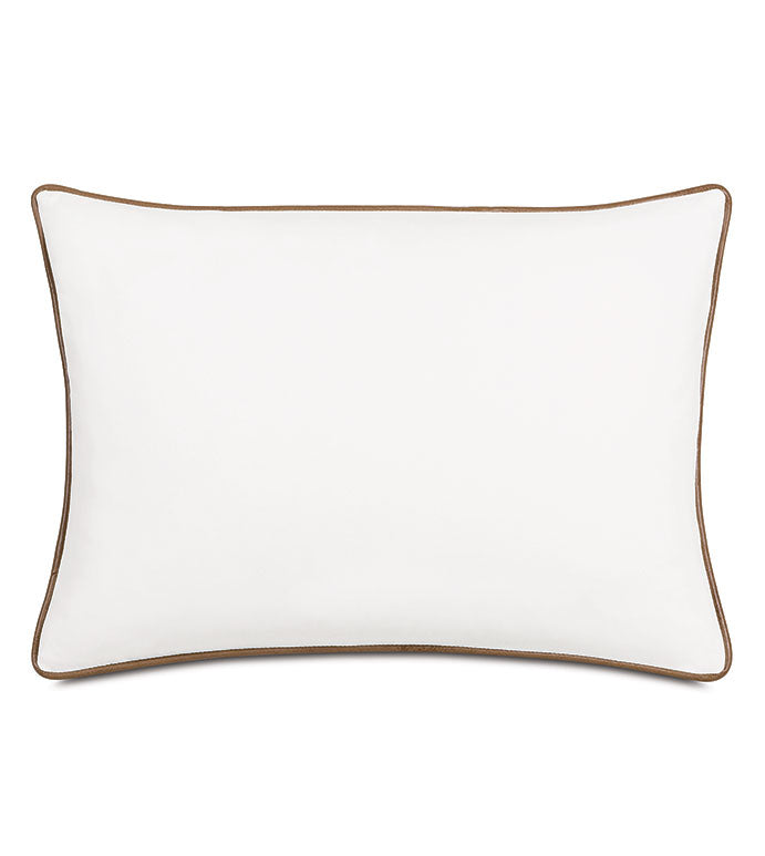 Wendover 16x22 Lumbar Pillow/ White with Brown Faux Leather