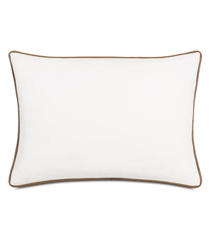 Wendover 16x22 Lumbar Pillow/ White with Brown Faux Leather