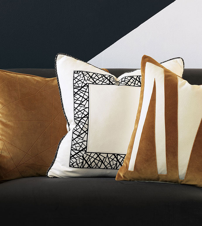 Mogul 20" Pillow/ Ivory and Brown