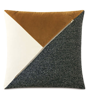 Minden 20" Pillow/ Ivory, black and Brown