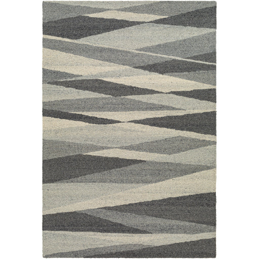 Madelyn Gray, Light Gray, Charcoal and Black Rug