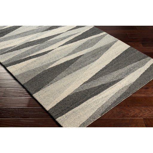 Madelyn Gray, Light Gray, Charcoal and Black Rug