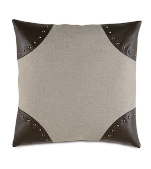 Preston 22" Pillow/ Natural and Faux Leather