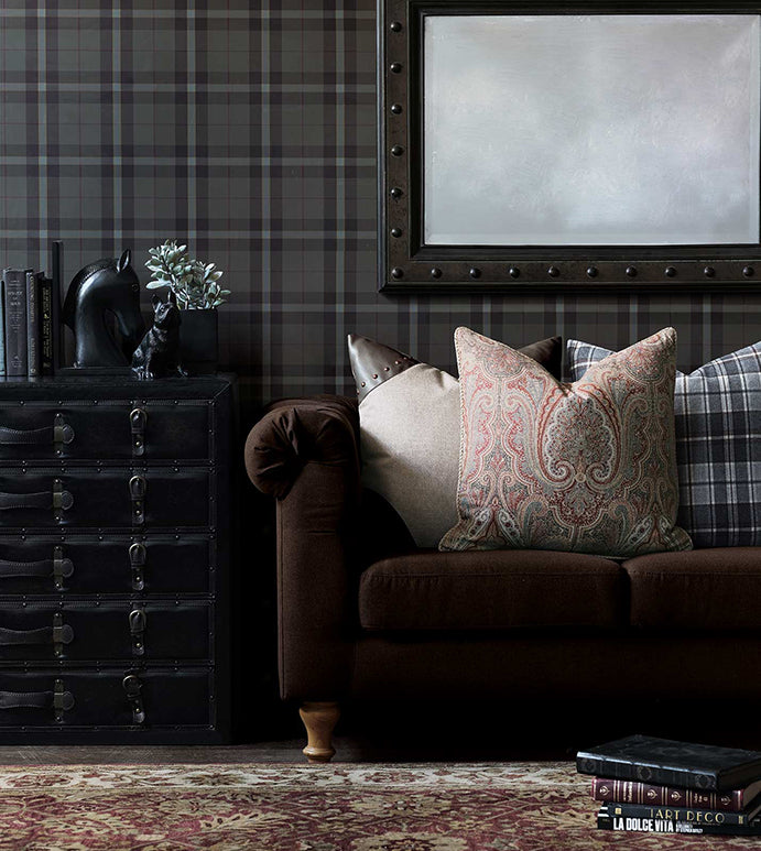 Preston 22&quot; Pillow/ Natural and Faux Leather