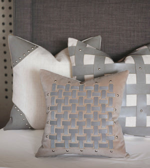 Wiler 13x22 Lumbar Pillow/ White and Gray
