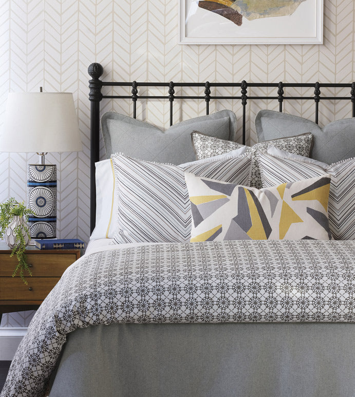 Sunrise Manor 15x26 Lumbar Pillow/ Grey and Yellow