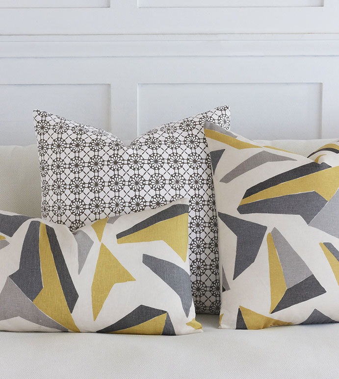 Sunrise Manor 15x26 Lumbar Pillow/ Grey and Yellow